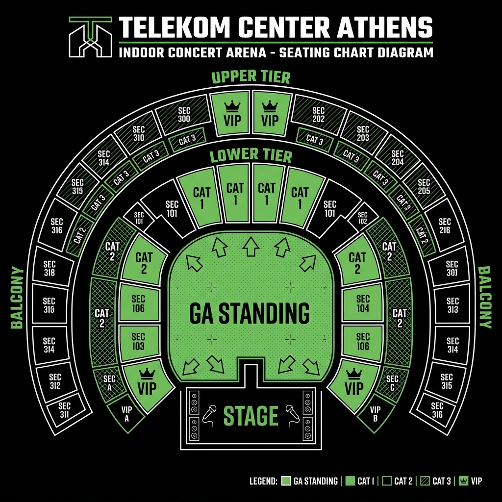 Seat map Telekom Center Athens Athens