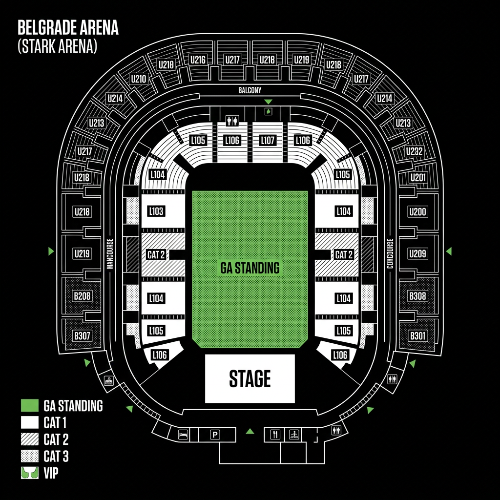 Seat map Belgrade Arena Belgrade