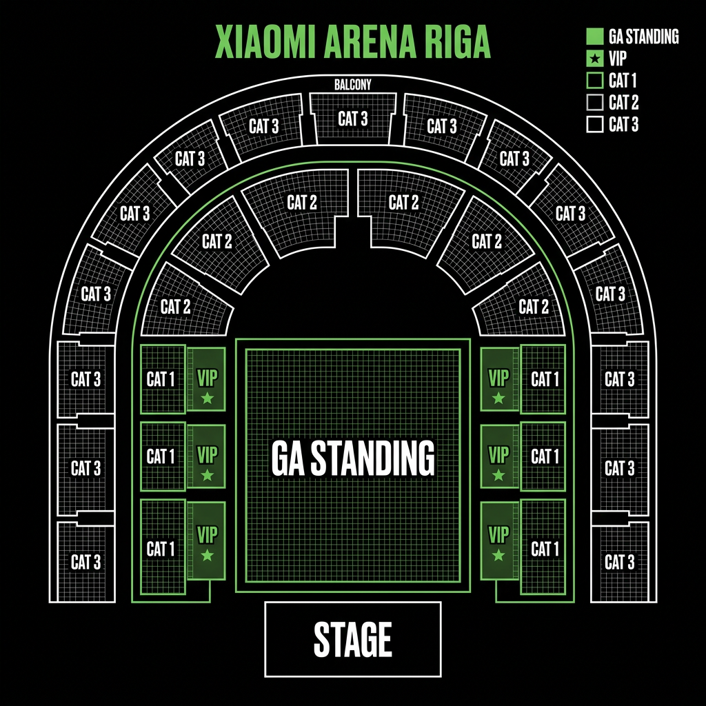 Seat map Xiaomi Arena Riga