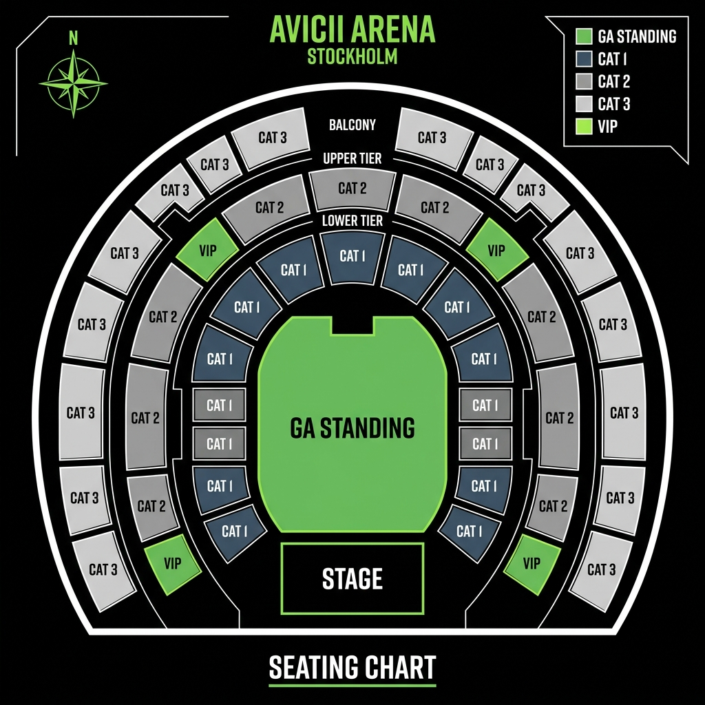 Seat map Avicii Arena Stockholm